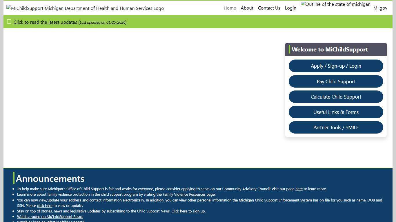 MiChildSupport: Welcome